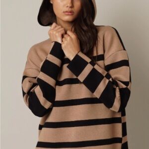 Striped Tan and Black Women's Sweater